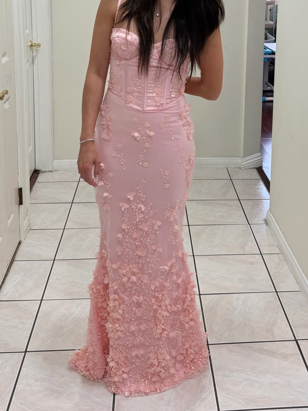 Oh Polly Strapless Pink Embellished Corset Dress - Picture 3 of 3